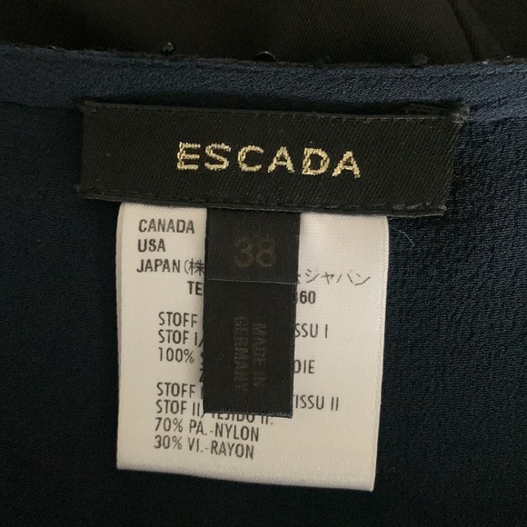 Escada 100% Silk Navy Embellished Skirt **RARE FIND** - Picture 7 of 9